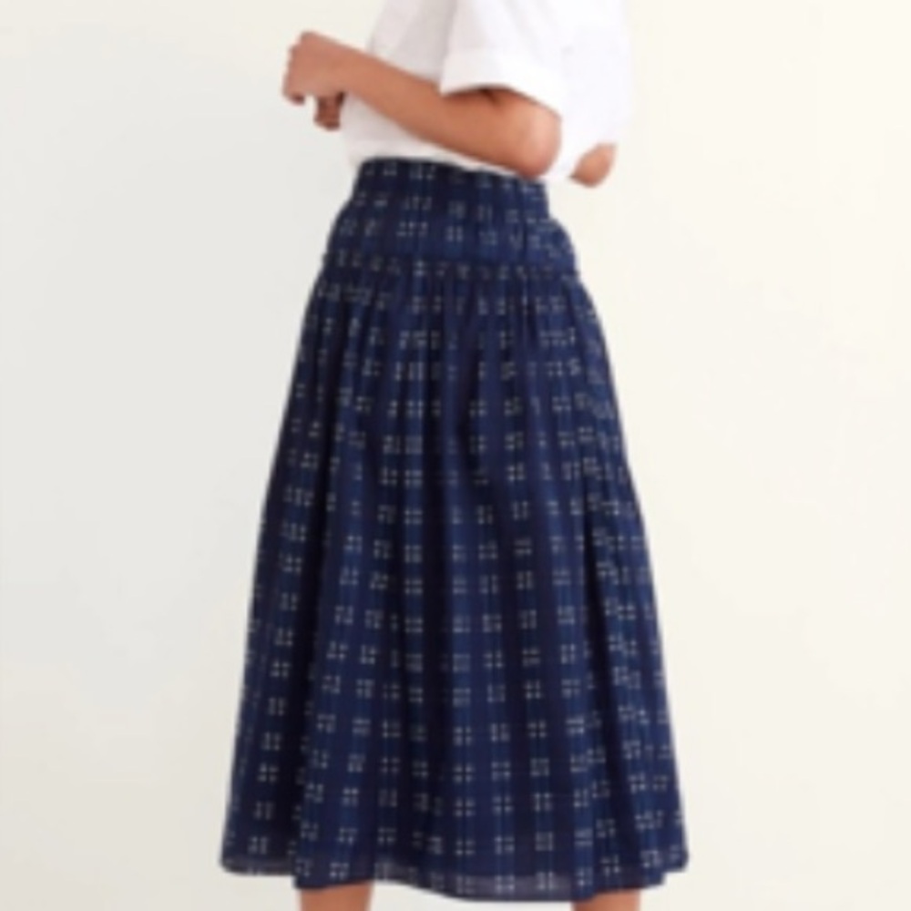 Madewell Navy Plaid Gathered Skir - Picture 6 of 7